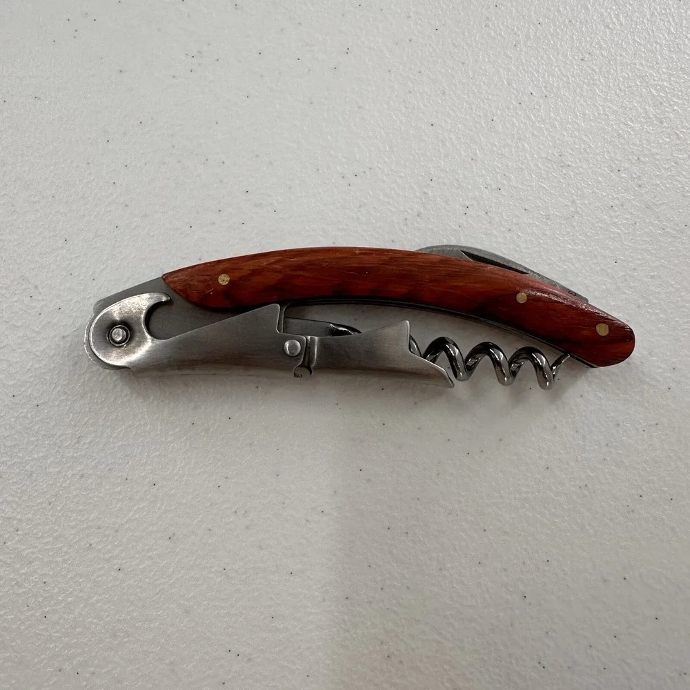 Professional Splash 3 in 1 Rosewood Handle Wine Bottle Foil‎ Opener Corkscrew a